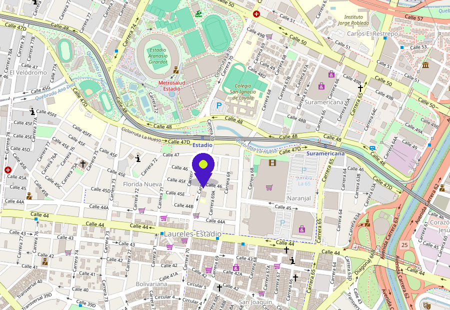 Mapa estático de Laureles–Estadio centrado en el Hotel Villa Real